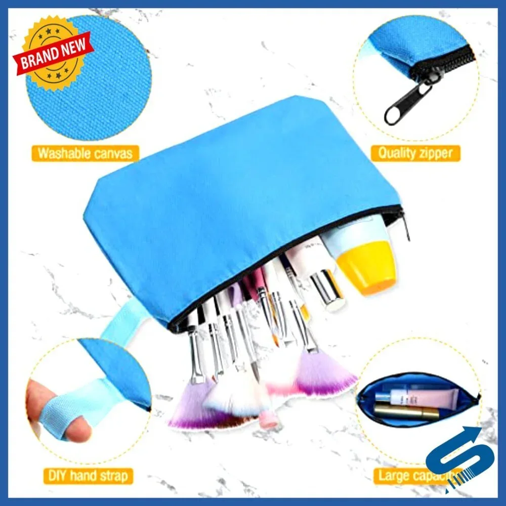 Canvas Makeup Bags Bulk Travel Zipper Pouches DIY Craft Cosmetic Organizers